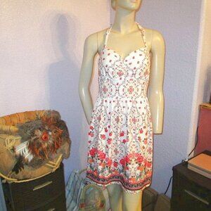 Cottagecore Babydoll Dress Size L Crochet Lace Backless Stretch Sun Y2K Boho NEW